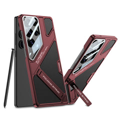 Full Lens Protection Leather Phone Case With Holder For Galaxy