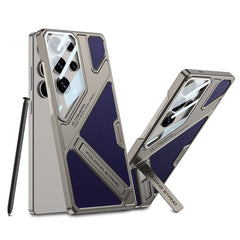 Full Lens Protection Leather Phone Case With Holder For Galaxy