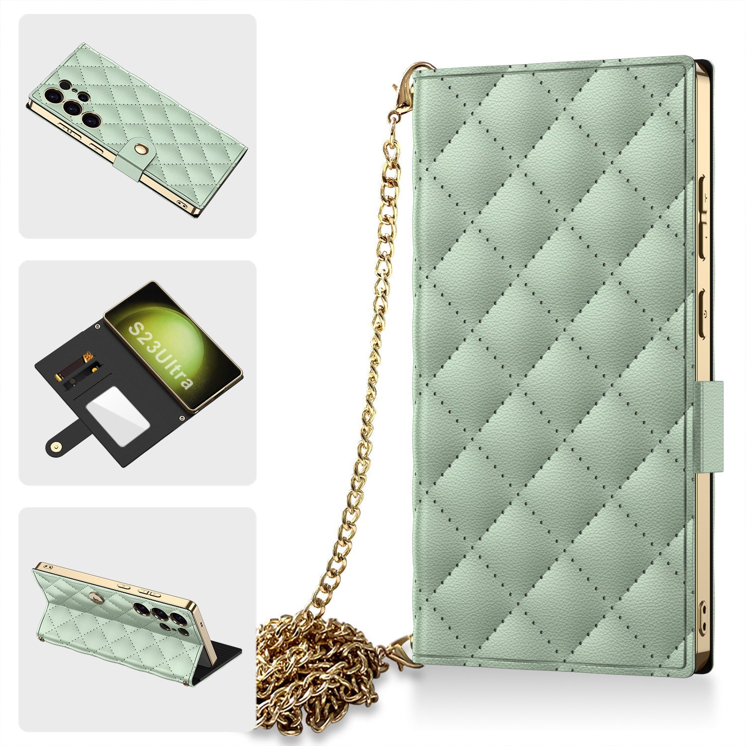 Electroplated Leather Shockproof Cover With Golden Bracelet For Galaxy