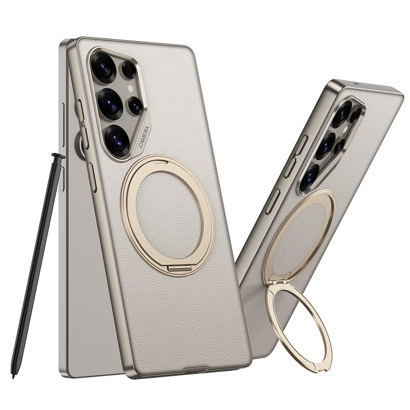 Leather Shockproof Phone Case With Magnetic Bracket For Galaxy