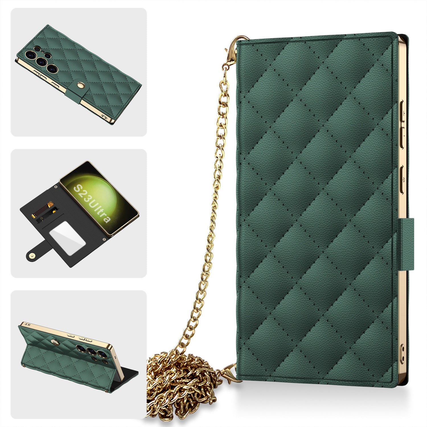 Electroplated Leather Shockproof Cover With Golden Bracelet For Galaxy