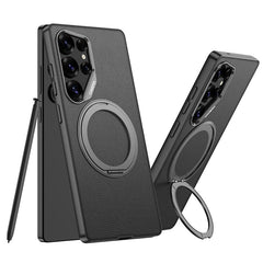 Leather Shockproof Phone Case With Magnetic Bracket For Galaxy