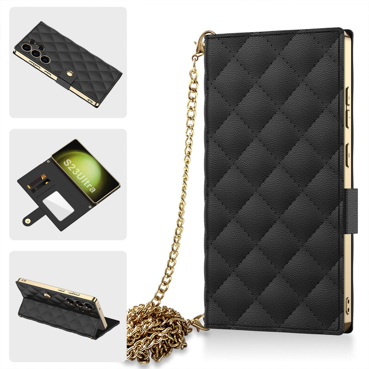 Electroplated Leather Shockproof Cover With Golden Bracelet For Galaxy