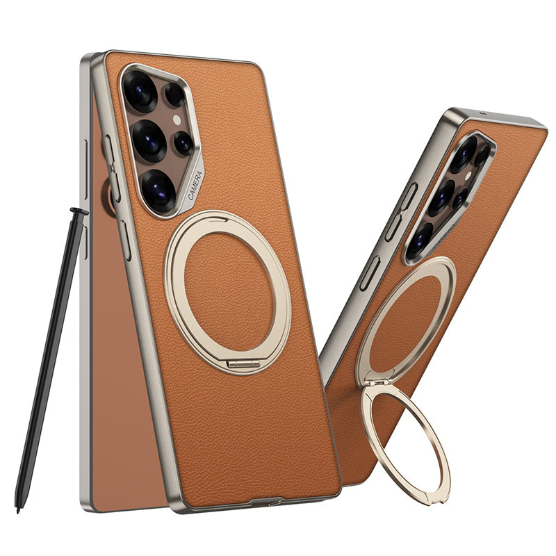 Leather Shockproof Phone Case With Magnetic Bracket For Galaxy