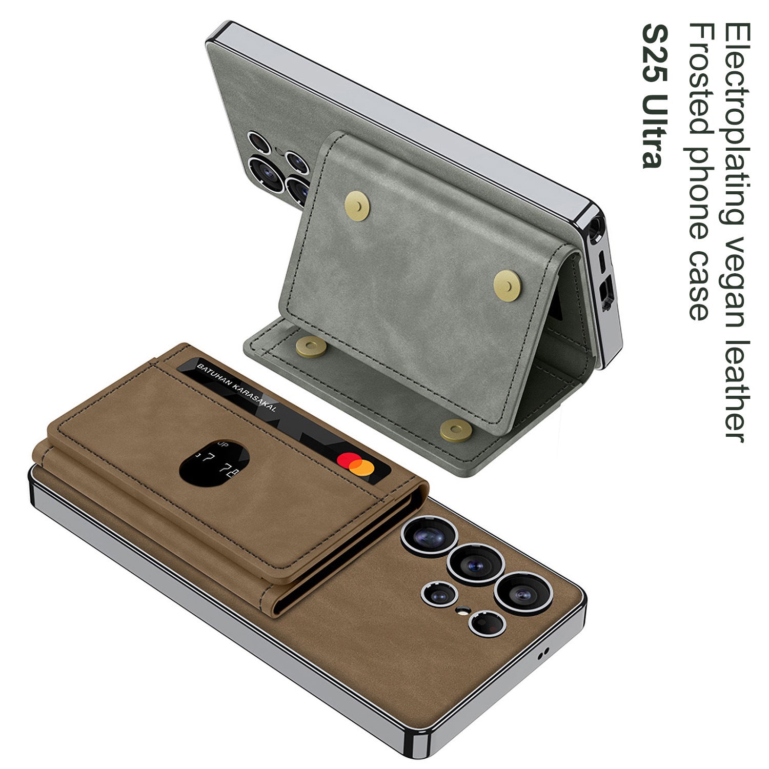 Leather Shockproof Phone Case With Magnetic Card Holder For Galaxy