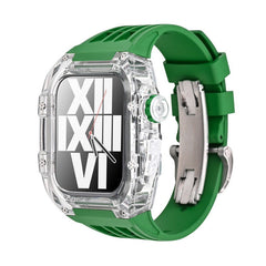 Luxury Metal Case Strap(Fluoro Rubber) For Apple Watch Series 44/45 mm - mycasety2023 Mycasety