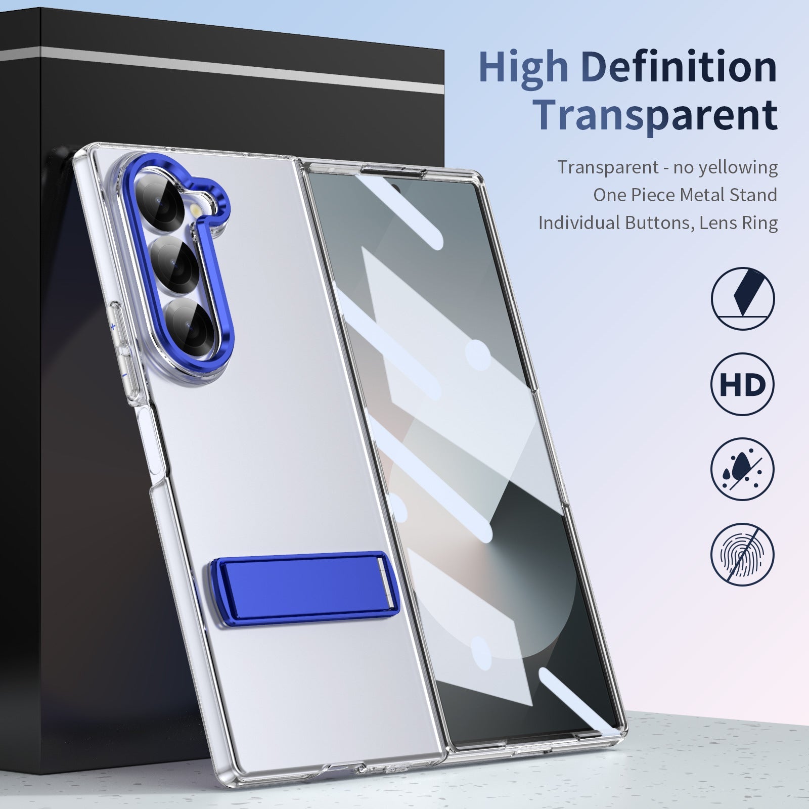 Metal Bracket Clear Shockproof Phone Case With Screen Protector For Galaxy Z Fold 6/5/4