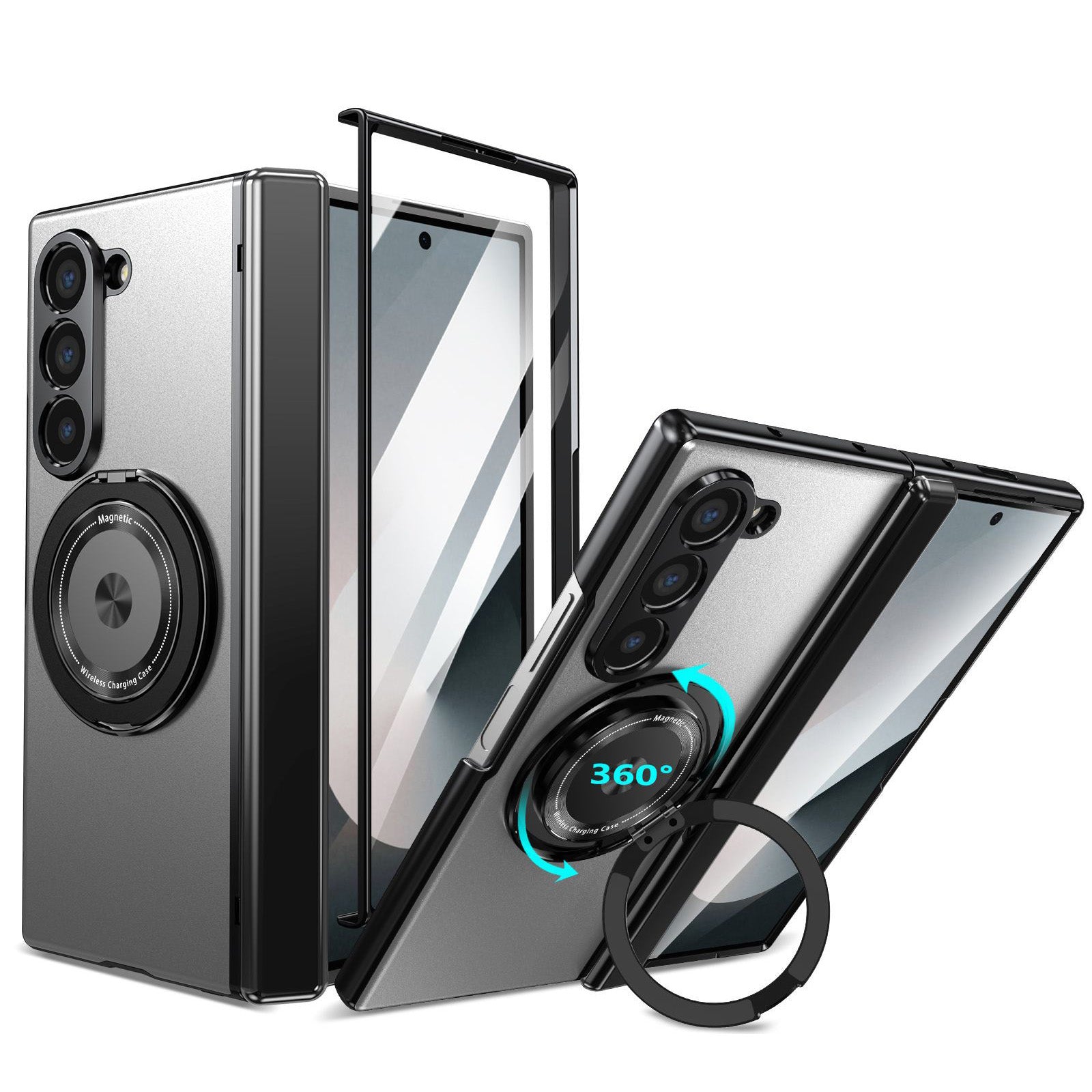 360° Magnetic Bracket Shockproof Phone Case With Screen Protector For Galaxy Z Fold 6/5/4