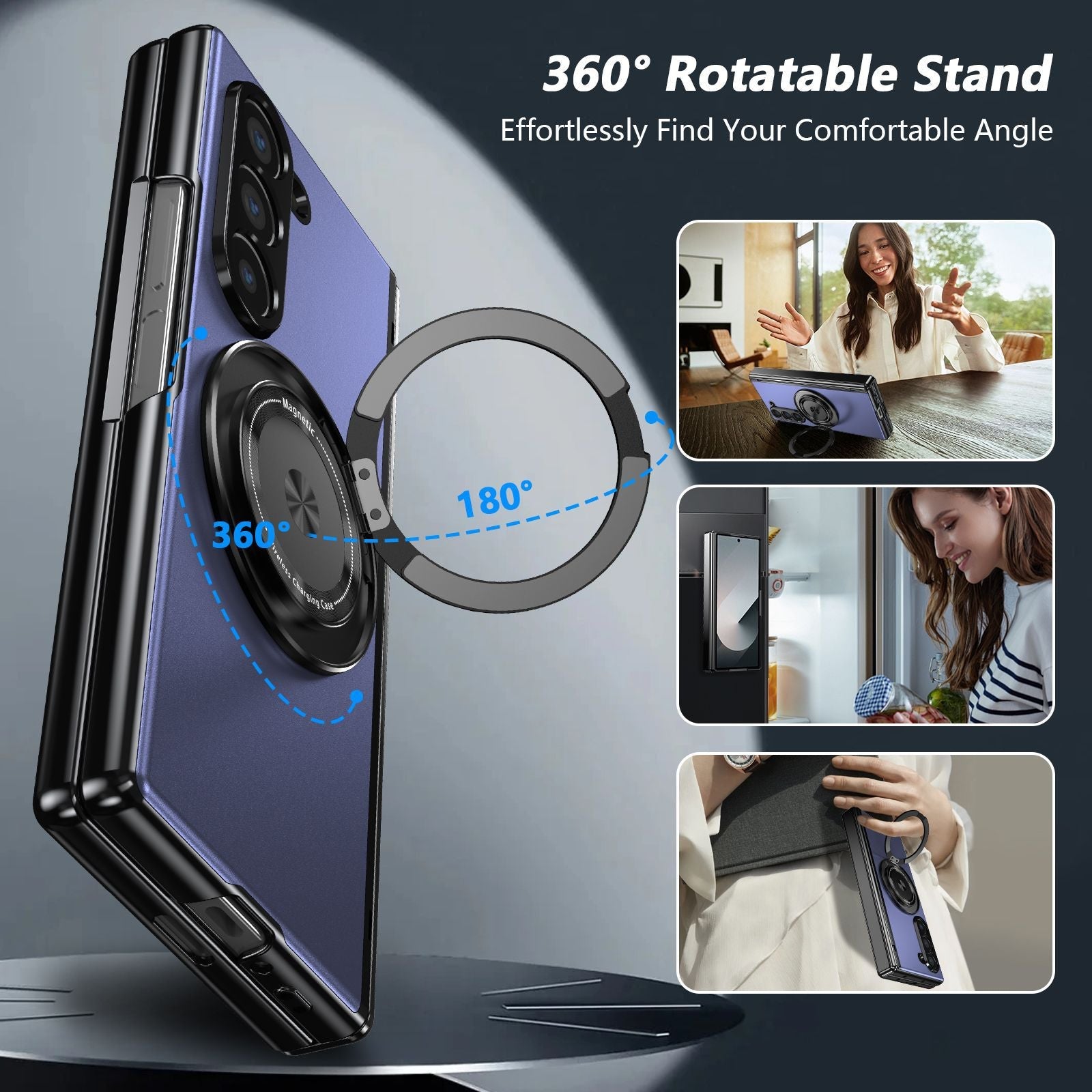 360° Magnetic Bracket Shockproof Phone Case With Screen Protector For Galaxy Z Fold 6/5/4