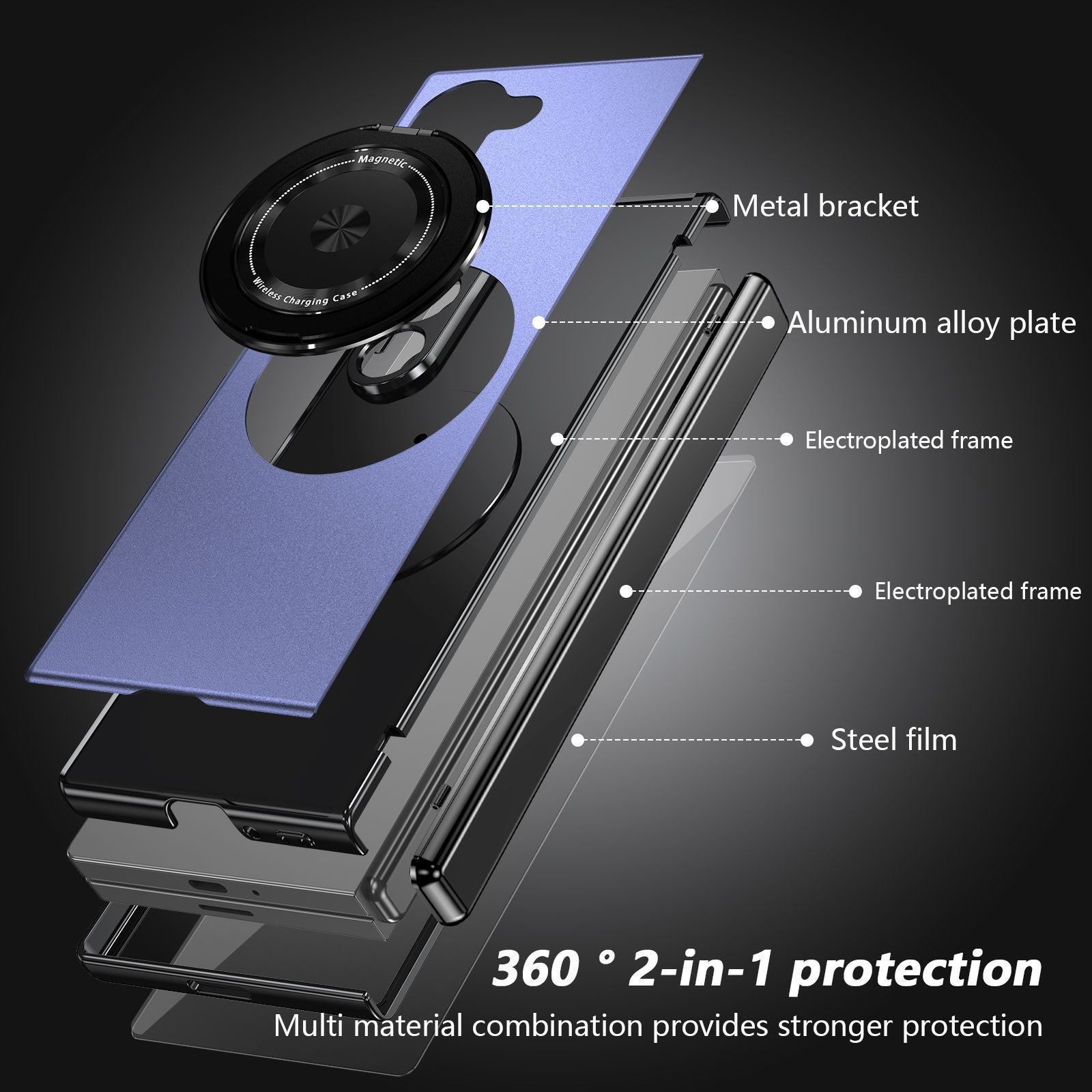 360° Magnetic Bracket Shockproof Phone Case With Screen Protector For Galaxy Z Fold 6/5/4