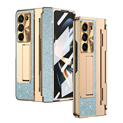 Luxury Crystal Gold Electroplated Shockproof Phone Case With Screen Protector For Galaxy Z Fold 6/5/4/3