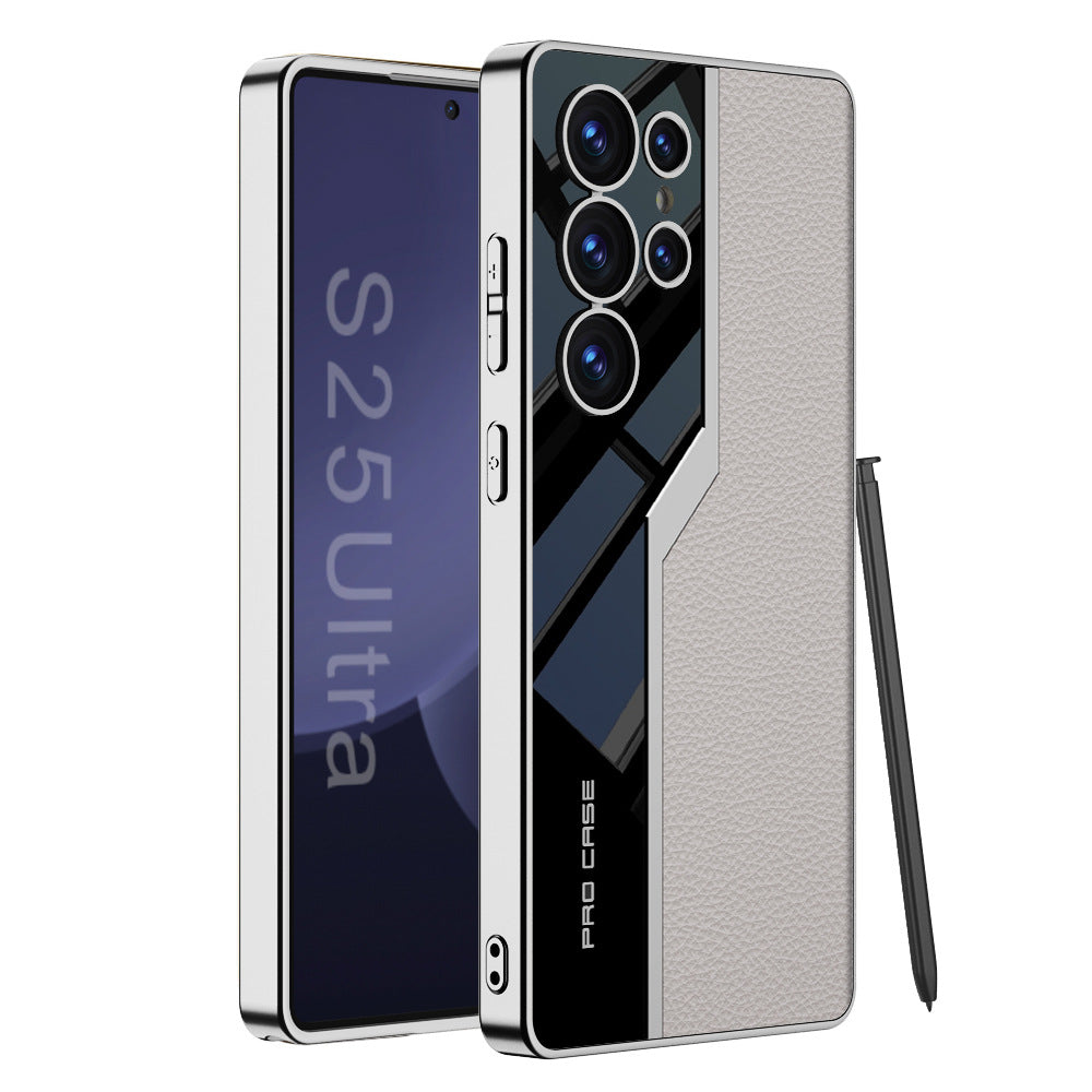 Leather Silver Electroplated Shockproof Phone Case For Galaxy