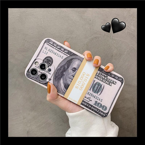 2021 New Creative Personality US Dollar Bill Silicone Phone Case For iPhone pphonecover