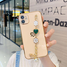 Load image into Gallery viewer, 2021 Luxury Electroplated Gold Plating Camellia Crystal Bracelet Case For iPhone 12 Pro Max 11 XS XR 7 8 Plus Cover pphonecover
