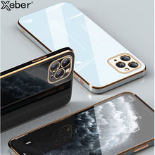 Load image into Gallery viewer, Luxury Square Plating Phone Case For iPhone 12 13 11 Pro Max XS Mini XR X 6 6S 8 7 Plus SE2 Solid Color Soft Silicone Back Cover pphonecover
