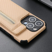 Load image into Gallery viewer, Fiber Pattern Camera All-inclusive Protective Cover With Zip Card Holder For iPhone pphonecover
