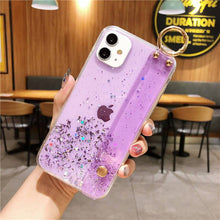 Load image into Gallery viewer, Bling Glitter Wrist Strap Phone Case For iPhone 12 11 Pro Max XR XS Max X 7 8 6S 6 Plus 12Mini 11Pro Soft Transparent Back Cover pphonecover
