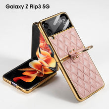 Load image into Gallery viewer, Luxury Leather Electroplating Diamond Protective Cover For Samsung Galaxy Z Flip 3 5G pphonecover
