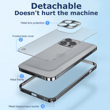 Load image into Gallery viewer, Luxury Aluminum Alloy Metal Frame Camera All-inclusive Protective Cover For iPhone 13 12 11 Pro Max Shockproof Transparent Matte Back Cover With Metal Buckle pphonecover
