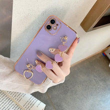 Load image into Gallery viewer, 2021 Luxury Plating Heart Fabric Bracelet Hand Holder Cover for iPhone pphonecover
