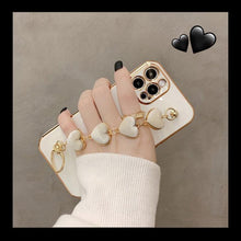 Load image into Gallery viewer, 2021 Luxury Plating Heart Fabric Bracelet Hand Holder Cover for iPhone pphonecover
