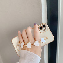 Load image into Gallery viewer, 2021 Luxury Plating Heart Fabric Bracelet Hand Holder Cover for iPhone pphonecover
