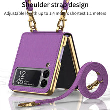 Load image into Gallery viewer, Textured Leather Strap Magnetic Fold Mirror Case For Samsung Galaxy Z Flip 3 5G pphonecover
