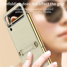 Load image into Gallery viewer, Textured Leather Strap Magnetic Fold Mirror Case For Samsung Galaxy Z Flip 3 5G pphonecover
