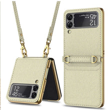 Load image into Gallery viewer, Textured Leather Strap Magnetic Fold Mirror Case For Samsung Galaxy Z Flip 3 5G pphonecover
