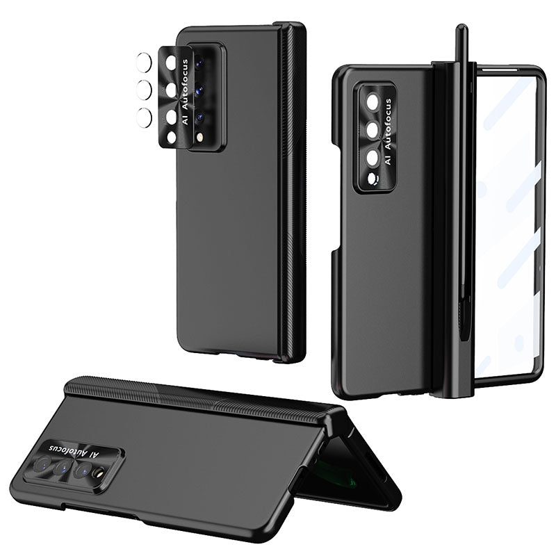 Luxury Magnetic Hinge Pen Holder Full Protection Case For Samsung Galaxy Z Fold3 Fold4 5G With Tempered Glass Film pphonecover