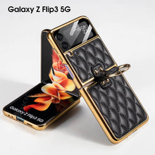 Load image into Gallery viewer, Luxury Leather Electroplating Diamond Protective Cover For Samsung Galaxy Z Flip 3 5G pphonecover
