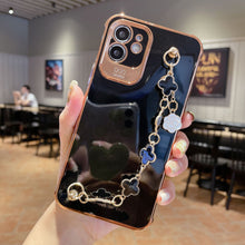 Load image into Gallery viewer, 2021 Luxury Electroplated Gold Plating Four Leaf Clover Bracelet Case For iPhone 12Pro MAX 11 XS XR 7 8 Plus pphonecover
