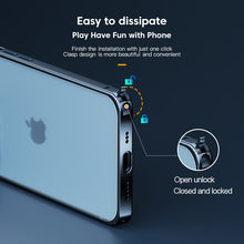 Load image into Gallery viewer, Luxury Aluminum Alloy Metal Frame Camera All-inclusive Protective Cover For iPhone 13 12 11 Pro Max Shockproof Transparent Matte Back Cover With Metal Buckle pphonecover
