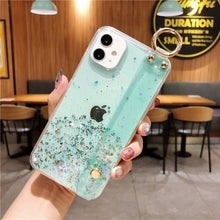 Load image into Gallery viewer, Bling Glitter Wrist Strap Phone Case For iPhone 12 11 Pro Max XR XS Max X 7 8 6S 6 Plus 12Mini 11Pro Soft Transparent Back Cover pphonecover
