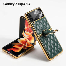 Load image into Gallery viewer, Luxury Leather Electroplating Diamond Protective Cover For Samsung Galaxy Z Flip 3 5G pphonecover
