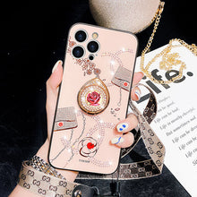 Load image into Gallery viewer, 2021 Luxury Rose Bracket Rhinestone Protective Case For iPhone 12 Pro Max 11 XS XR 7 8 Plus Cover pphonecover
