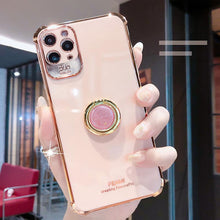 Load image into Gallery viewer, Luxury Electroplated Gold Plating Glitter Case with Ring Holder For iPhone 13 12 11 Pro Max XS XR pphonecover
