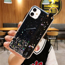 Load image into Gallery viewer, Bling Glitter Wrist Strap Phone Case For iPhone 12 11 Pro Max XR XS Max X 7 8 6S 6 Plus 12Mini 11Pro Soft Transparent Back Cover pphonecover
