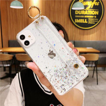 Load image into Gallery viewer, Bling Glitter Wrist Strap Phone Case For iPhone 12 11 Pro Max XR XS Max X 7 8 6S 6 Plus 12Mini 11Pro Soft Transparent Back Cover pphonecover
