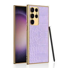 Load image into Gallery viewer, Electroplated Leather Soft Shell Samsung Galaxy S23 S23 Plus S23 Ultra Case
