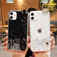 Load image into Gallery viewer, Bling Glitter Wrist Strap Phone Case For iPhone 12 11 Pro Max XR XS Max X 7 8 6S 6 Plus 12Mini 11Pro Soft Transparent Back Cover pphonecover
