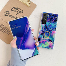 Load image into Gallery viewer, 2021 Laser Marble Pattern Ring Holder Protective Cover For Samsung S21 S20 S10 A72 A52 A42 A32 pphonecover
