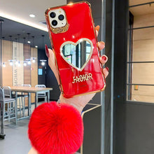 Load image into Gallery viewer, 2021 Luxury Electroplating Makeup Mirror iPhone Case With Hairball pphonecover
