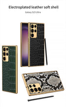 Load image into Gallery viewer, Electroplated Leather Soft Shell Samsung Galaxy S23 S23 Plus S23 Ultra Case
