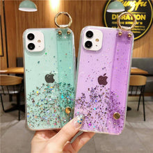 Load image into Gallery viewer, Bling Glitter Wrist Strap Phone Case For iPhone 12 11 Pro Max XR XS Max X 7 8 6S 6 Plus 12Mini 11Pro Soft Transparent Back Cover pphonecover
