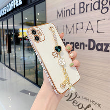 Load image into Gallery viewer, 2021 Luxury Electroplated Gold Plating Camellia Crystal Bracelet Case For iPhone 12 Pro Max 11 XS XR 7 8 Plus Cover pphonecover
