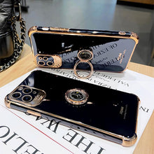 Load image into Gallery viewer, Luxury Electroplated Gold Plating Glitter Case with Ring Holder For iPhone 13 12 11 Pro Max XS XR pphonecover
