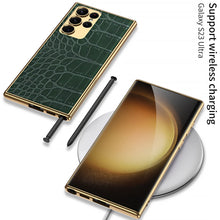 Load image into Gallery viewer, Electroplated Leather Soft Shell Samsung Galaxy S23 S23 Plus S23 Ultra Case
