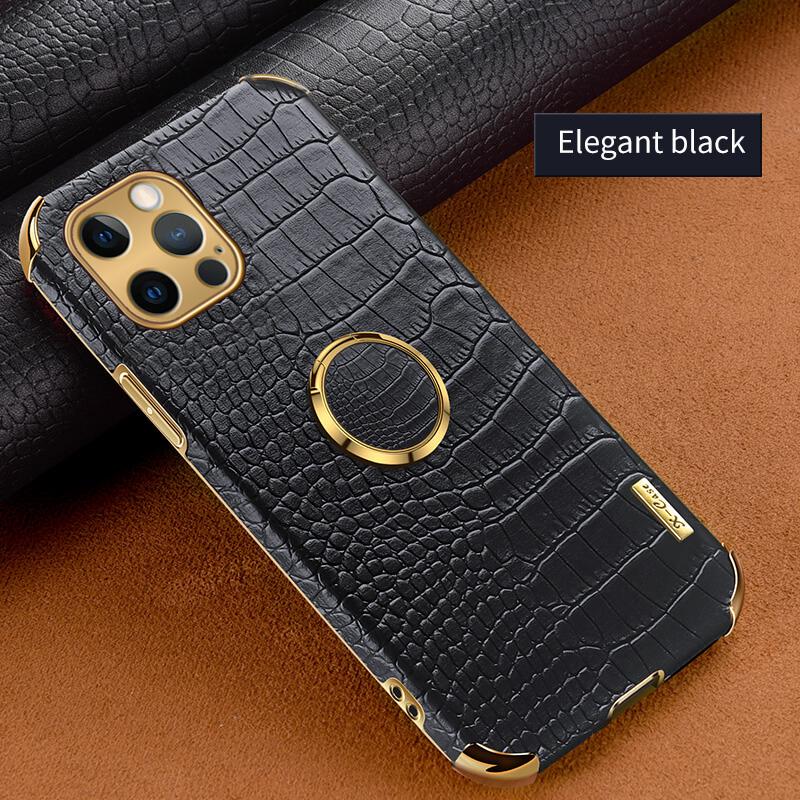 2021 Luxury Crocodile Texture Leather Ring Holder Shockproof Case For iPhone 12 11 Pro Max Mini XS XR 7 8 Plus pphonecover