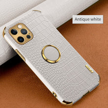 Load image into Gallery viewer, Crocodile Leather Ring Holder Case For iPhone pphonecover
